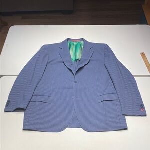Pal Zileri Navy Blu Size 56/46R Pinstripe Seersucker Sports Jacket